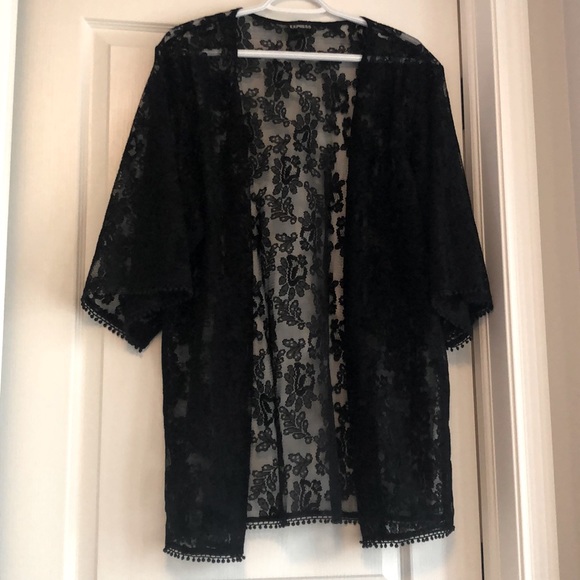 Express Black Lace Kimono
